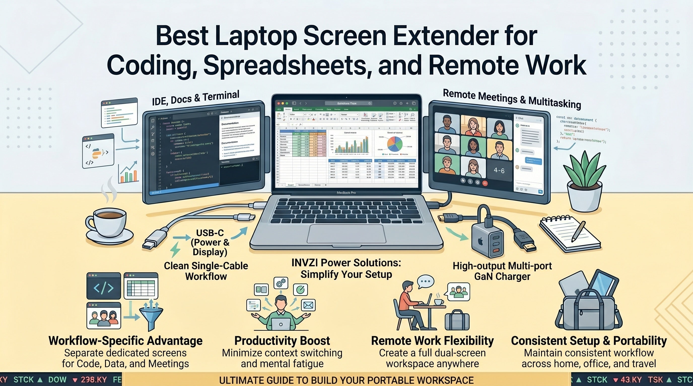Best Laptop Screen Extender for Coding, Spreadsheets, and Remote Work - INVZI