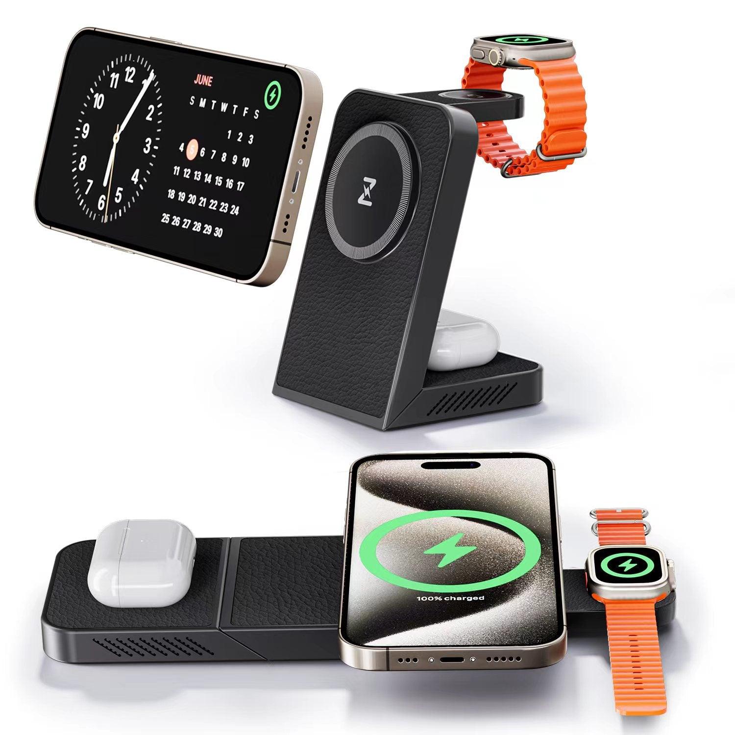 MagFree Transform 3-in-1 Fast Wireless Charger for iPhone 15, Apple Watch and AirPods - INVZI
