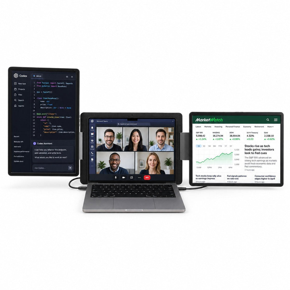 MagHub Dual Lite 16" Portable Screen Extender - INVZI