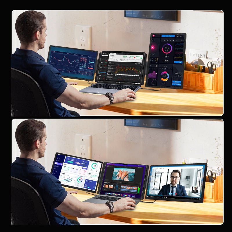 MagHub Triple Monitor with Rotation Detachable Screen Extender 15.6 inches 1080P - INVZI