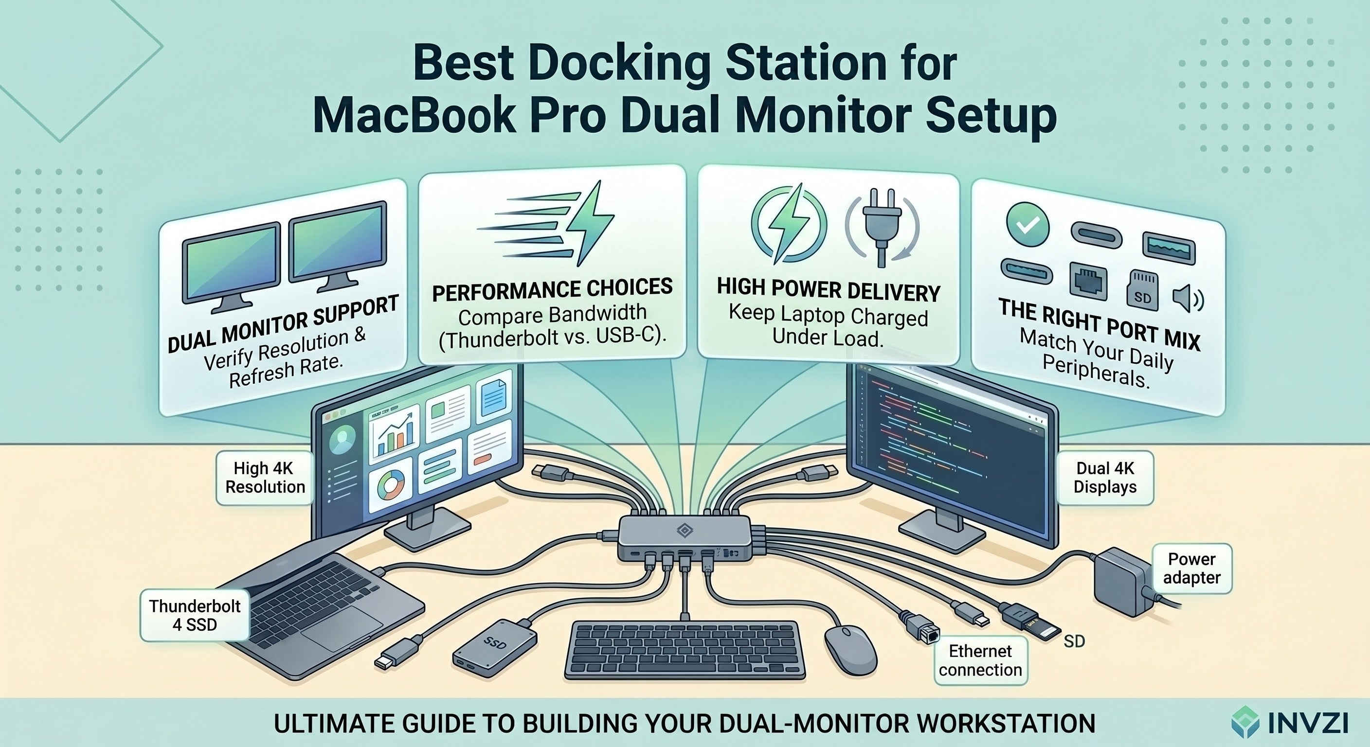 Best Docking Station for MacBook Pro Dual Monitor Setup - INVZI
