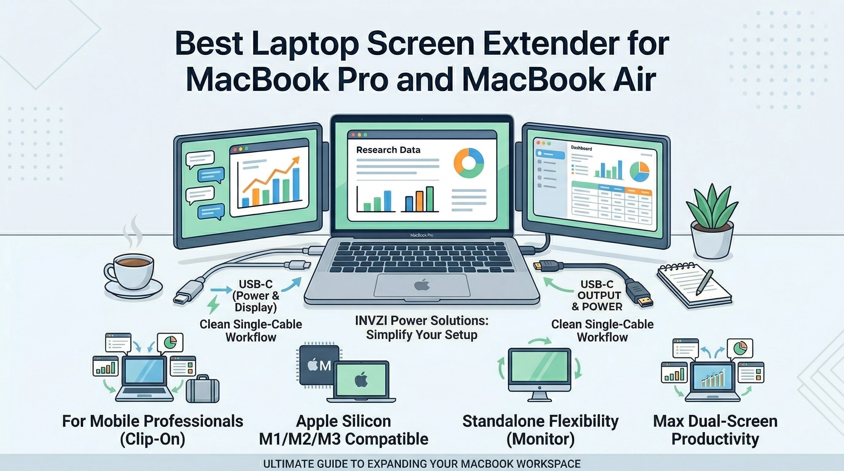 Best Laptop Screen Extender for MacBook Pro and MacBook Air - INVZI