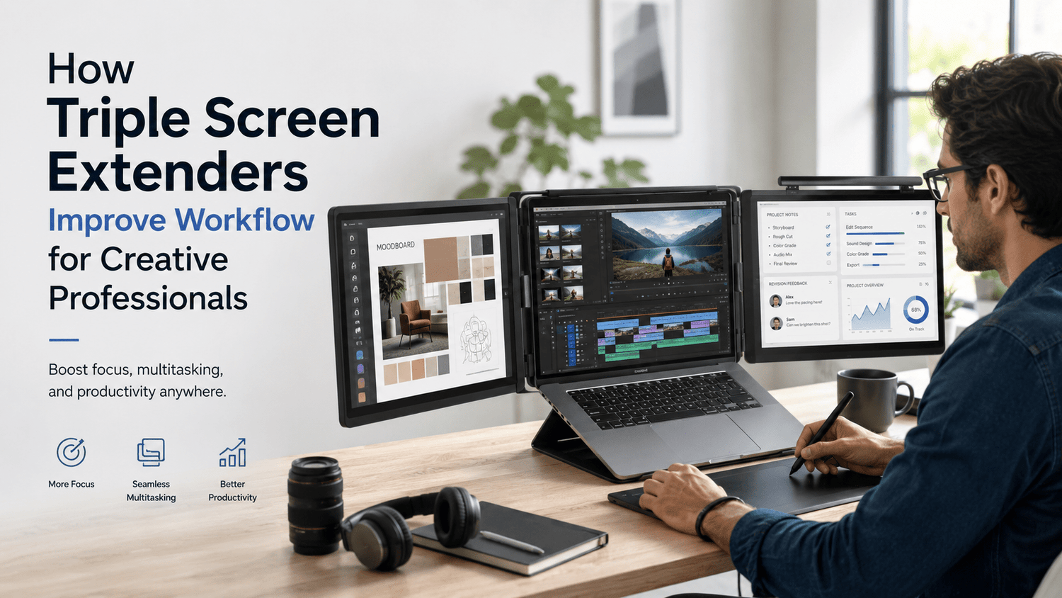 How Triple Screen Extenders Improve Workflow for Creative Professionals - INVZI