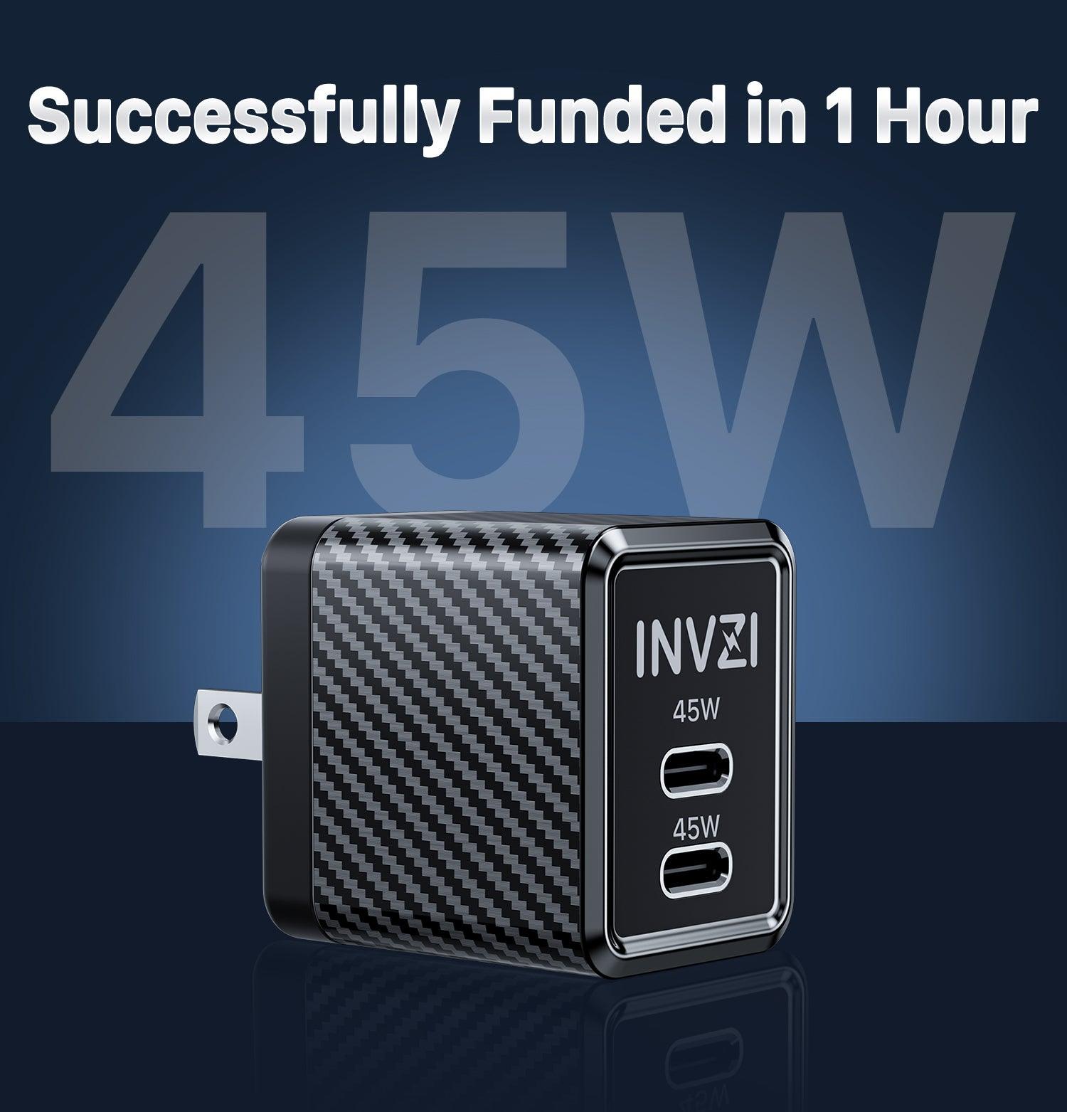 INVZI GaNHub 45W — The World’s Smallest Dual-Port GaN Charger — Funded on Kickstarter! - INVZI