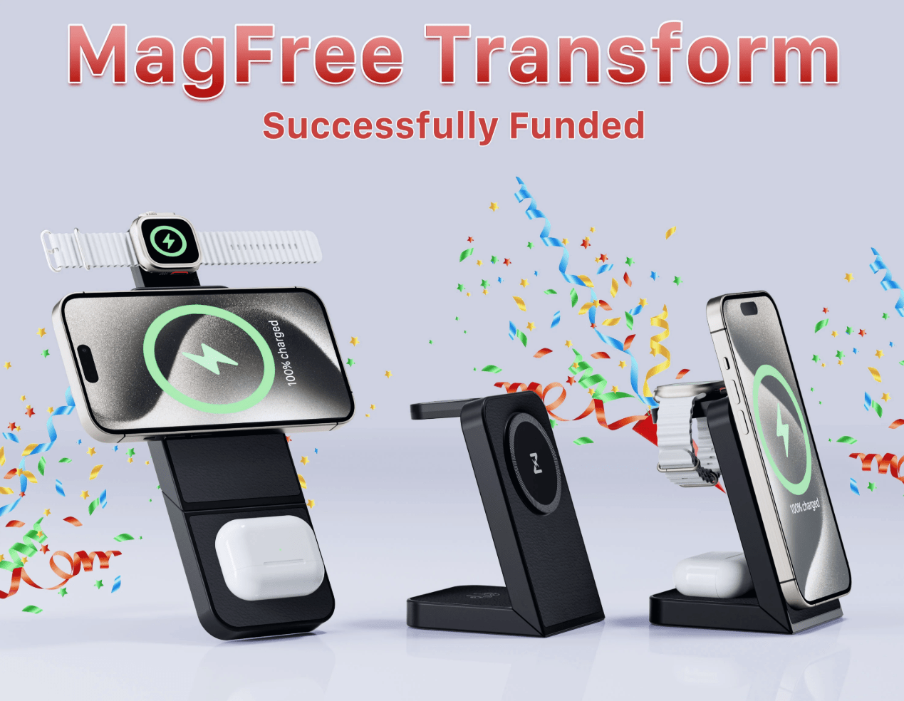 MagFree Transform: The 3-in-1 Fast Wireless Charger Successfully Funded on Kickstarter - INVZI