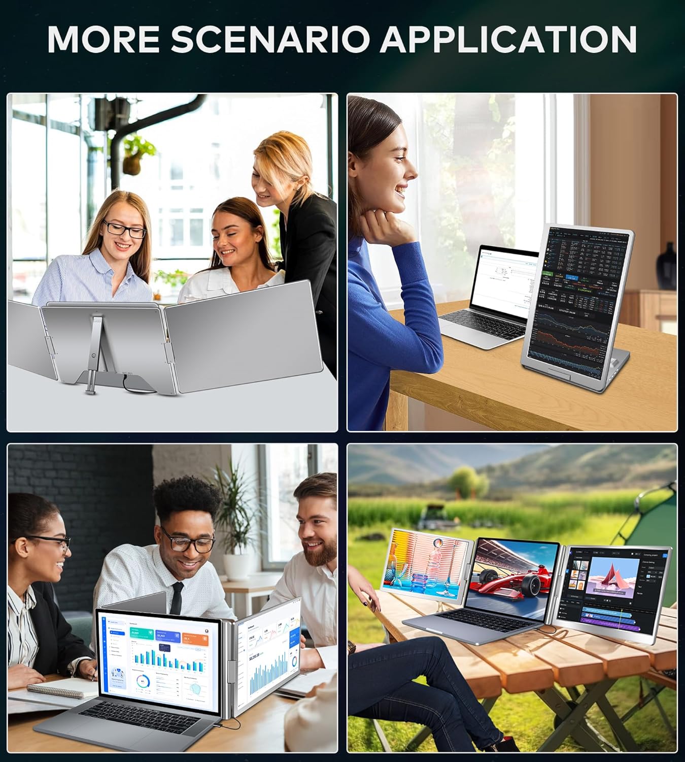 MagHub Trio 14" Laptop Screen Extender – Portable Triple Monitor