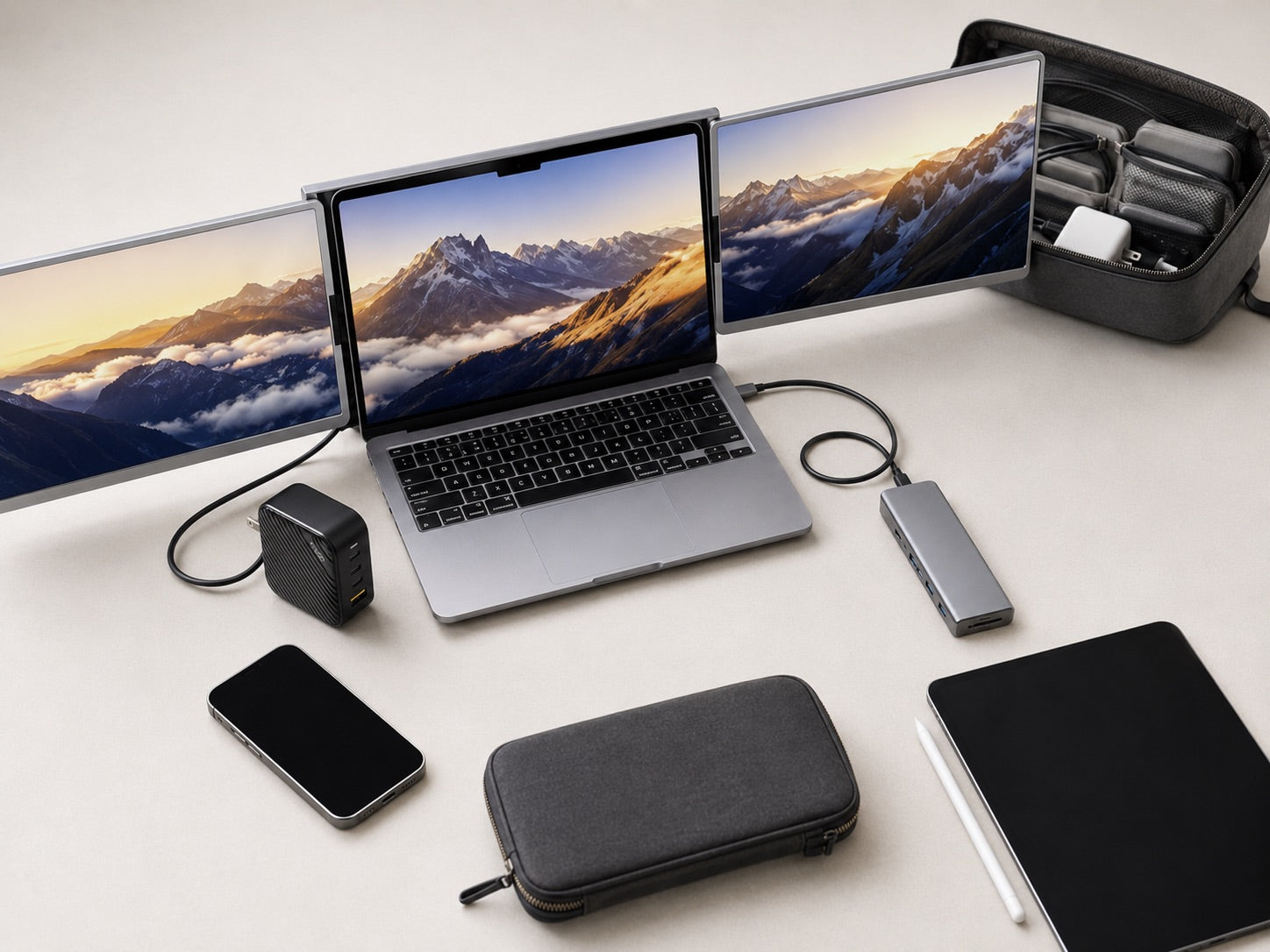 INVZI workspace products designed for power, connectivity and multi-screen work.