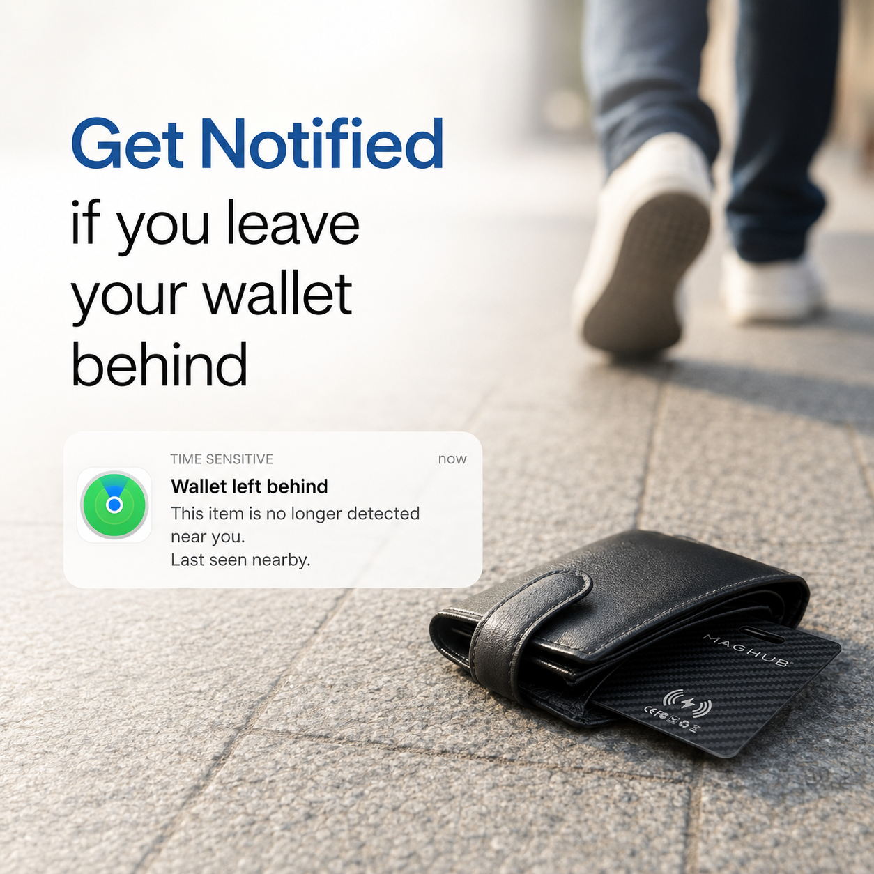 Wallet Tracker Card for iOS & Android Rechargeable Smart Wallet Finder with Apple Find My and Google Find Hub Wireless Charging, IP68 Waterproof Locator for Wallet, Keys, Bags, Passport, Black