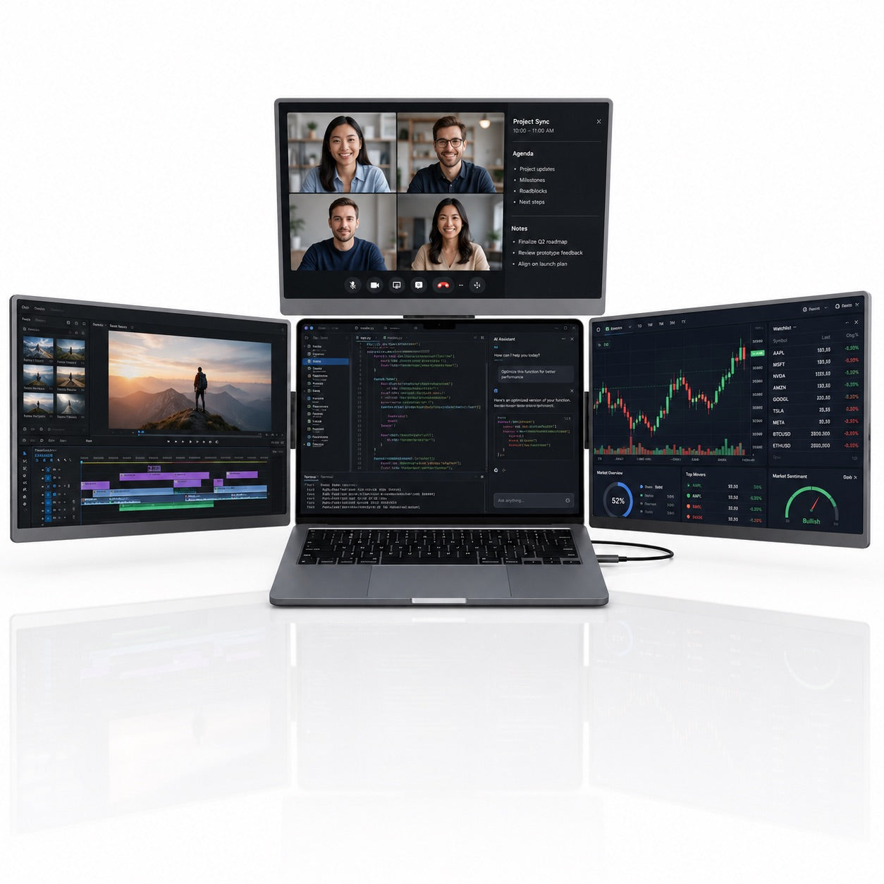 INVZI MagHub trading workspace with multiple displays