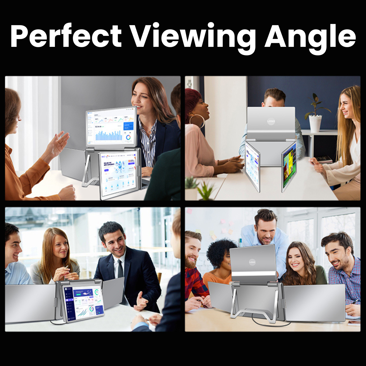 MagHub Quad 16" Laptop Screen Extender Quad Monitor FHD 1080P IPS with 3 Screens