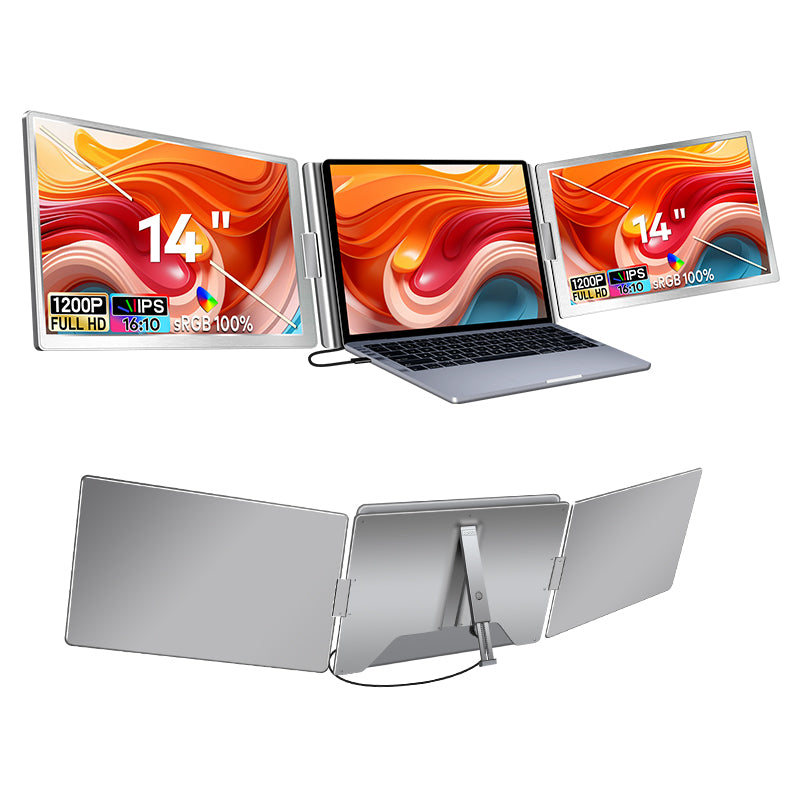 MagHub Trio 14" Laptop Screen Extender – Portable Triple Monitor