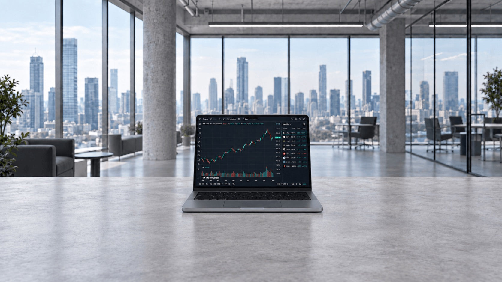 Single laptop on a clean executive desk before adding MagHub