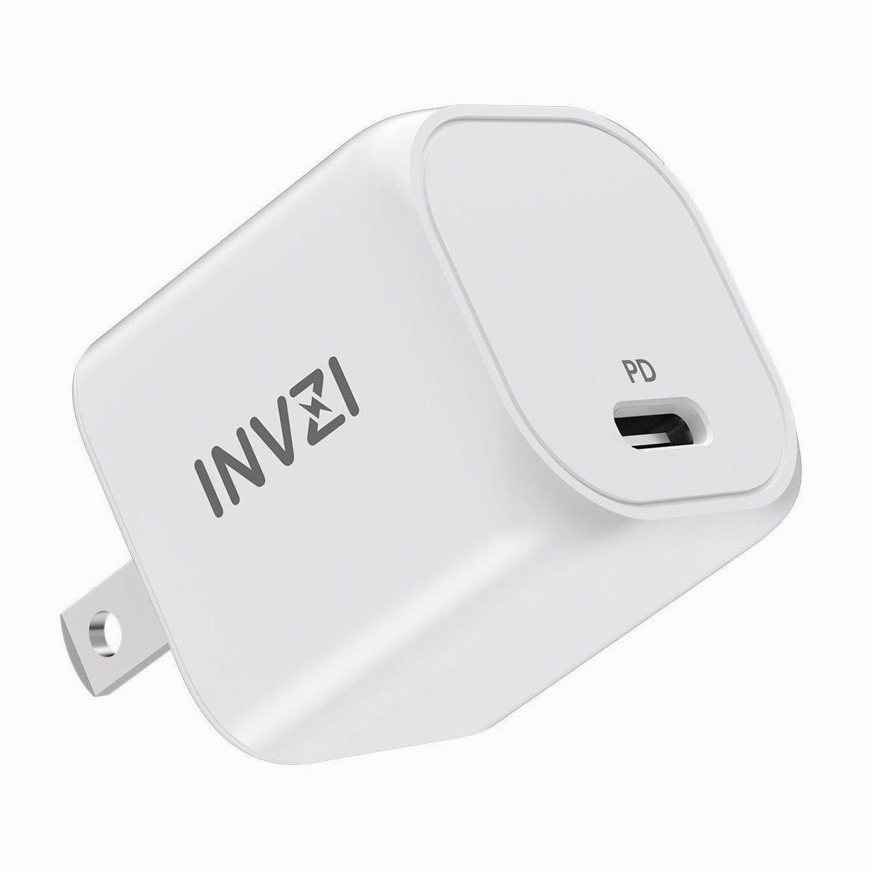 INVZI Power Adapters & Chargers GaNHub 20W US Plug iPhone Charger 20W【Apple MFi Certified】PD USB-C Charger with 6.6ft MFi Lightning Cable