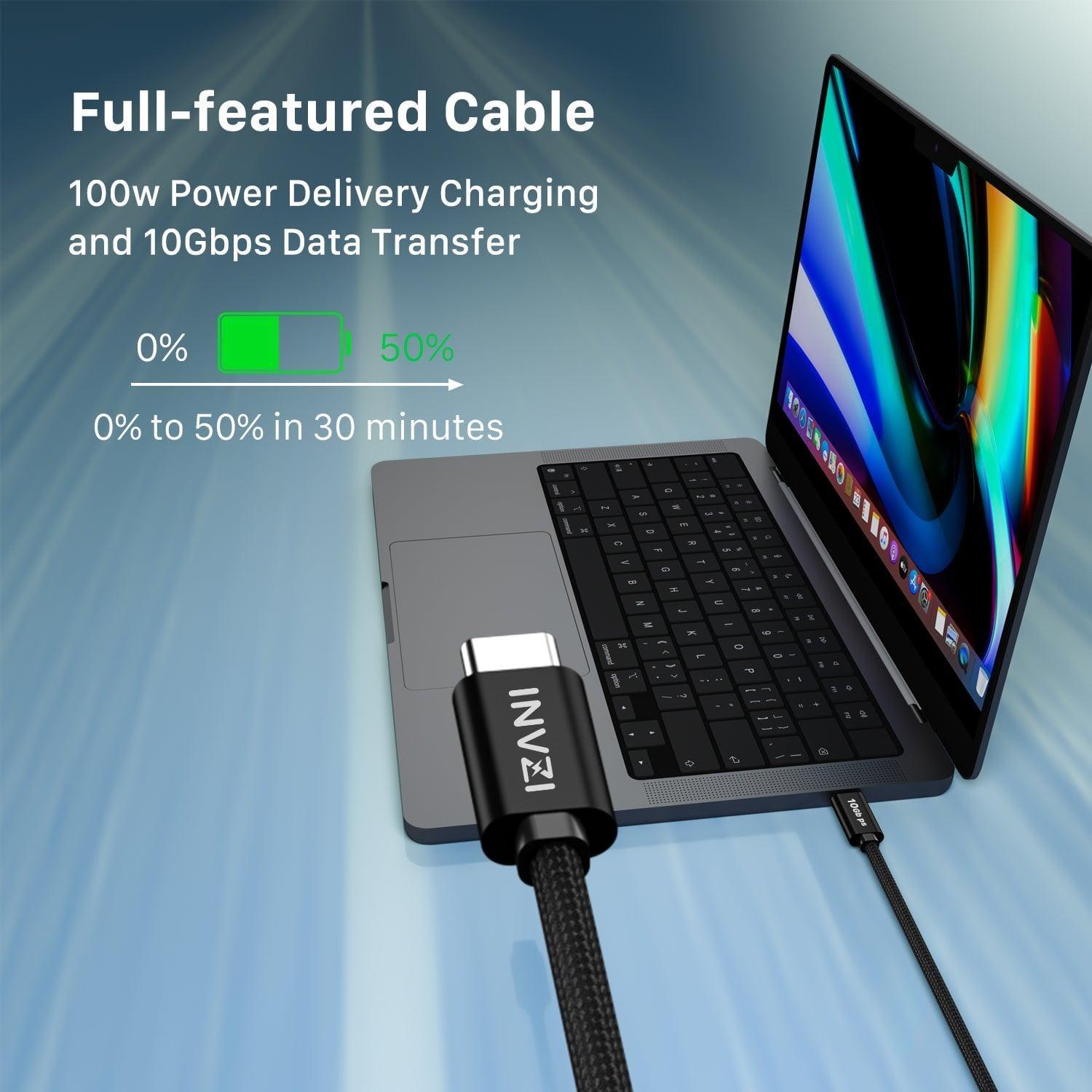 INVZI 100W/10Gbps USB 3.2 Gen2 USB - C to USB - C Cable 6.6ft/2m - INVZI