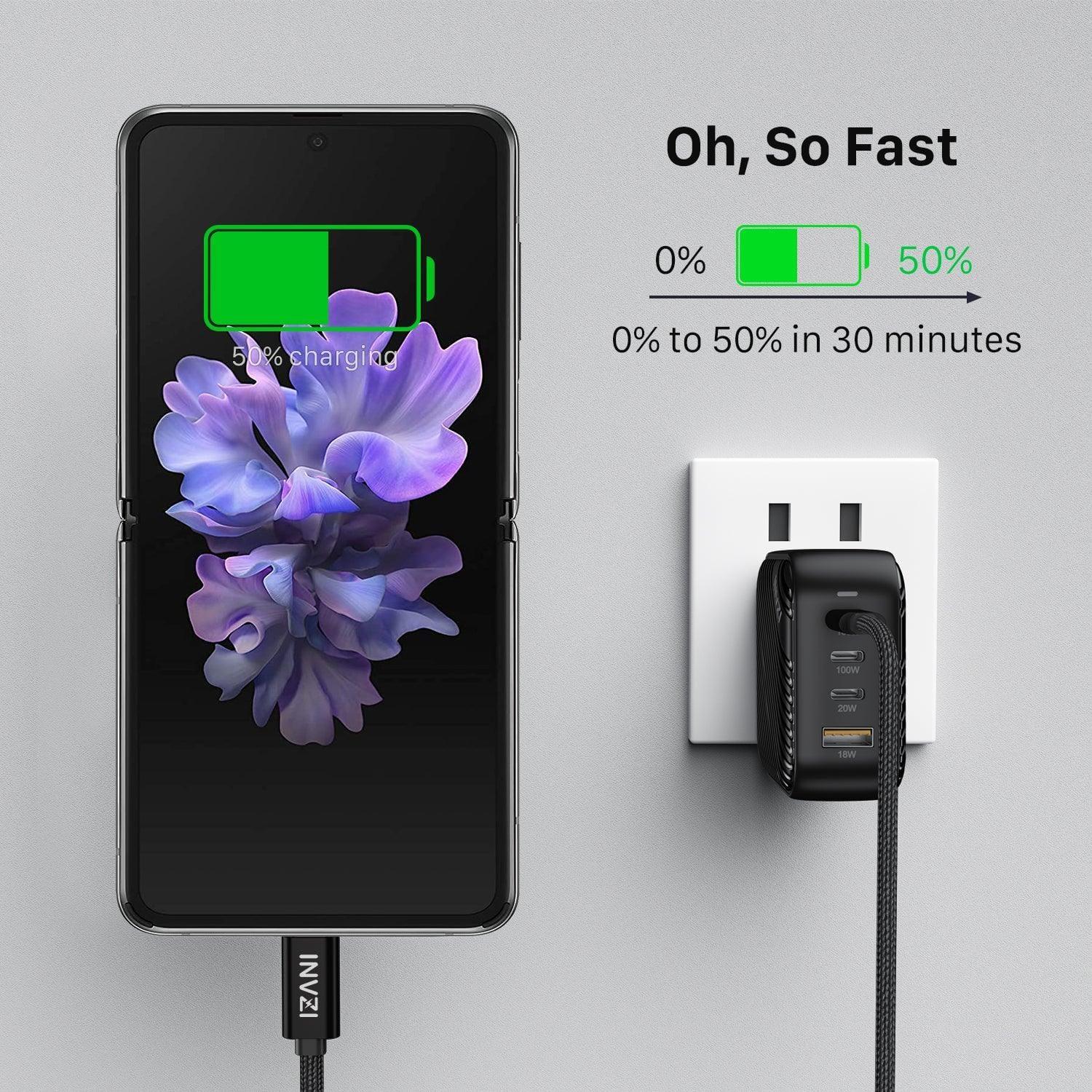 INVZI 100W/10Gbps USB 3.2 Gen2 USB - C to USB - C Cable 6.6ft/2m - INVZI