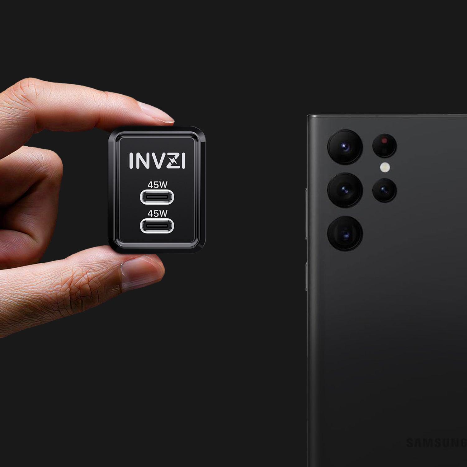 INVZI GaNHub 45W USB-C GaN Charger Dual USB-C Ports for Samsung S24 and iPhone 15 Pro - INVZI