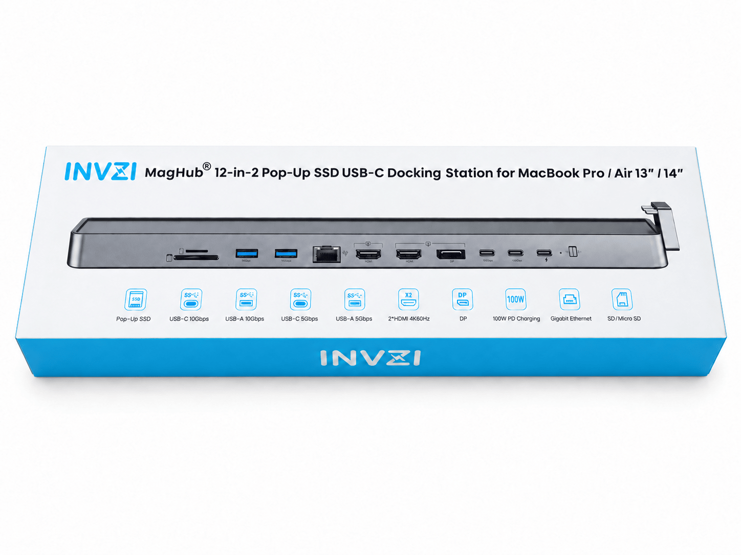 INVZI MagHub - Pop Up SSD USB-C Docking Station for MacBook Pro