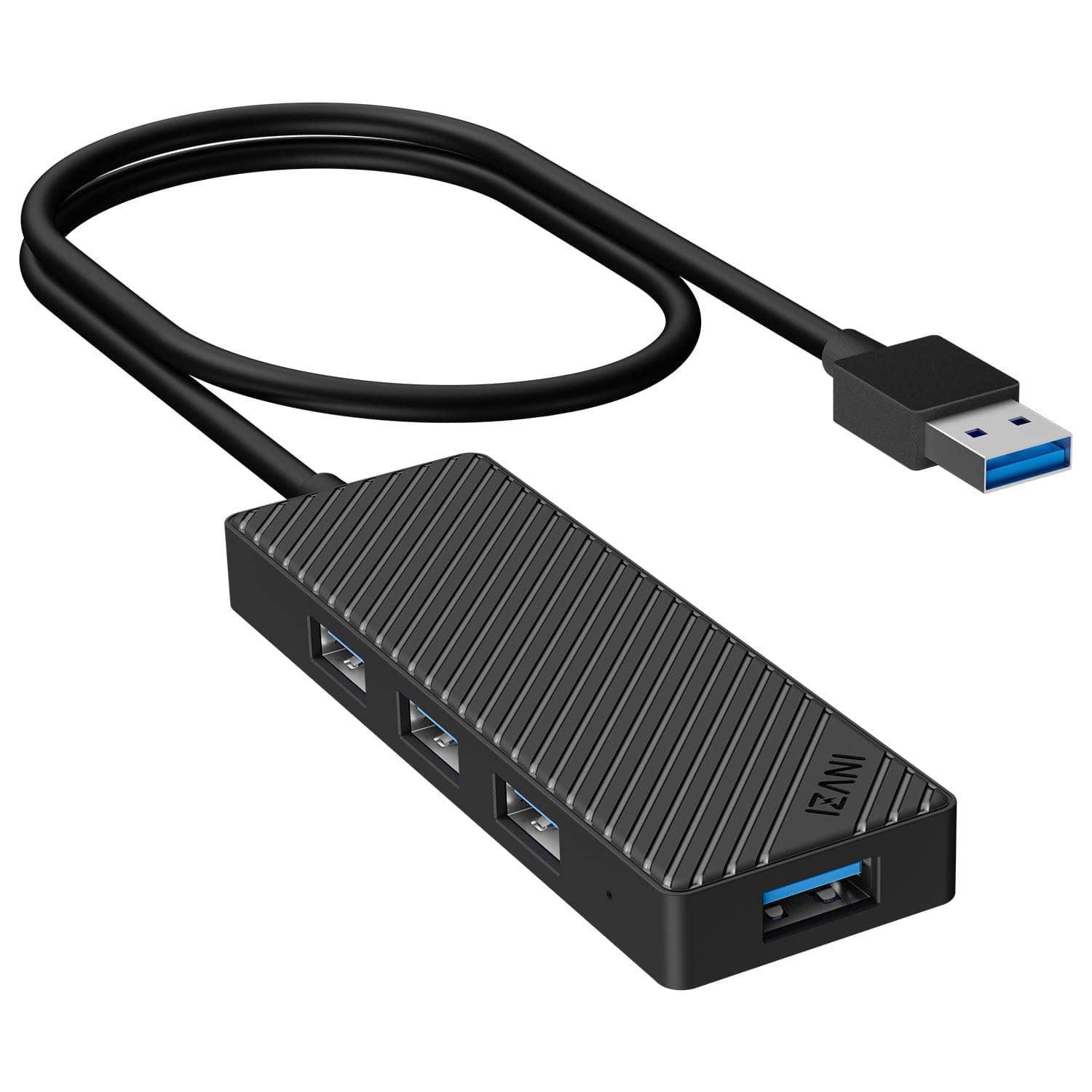 INVZI MagHub 4 - Port USB 3.0 Hub Ultra - Slim Data USB - A Hub with 2ft Cable - INVZI