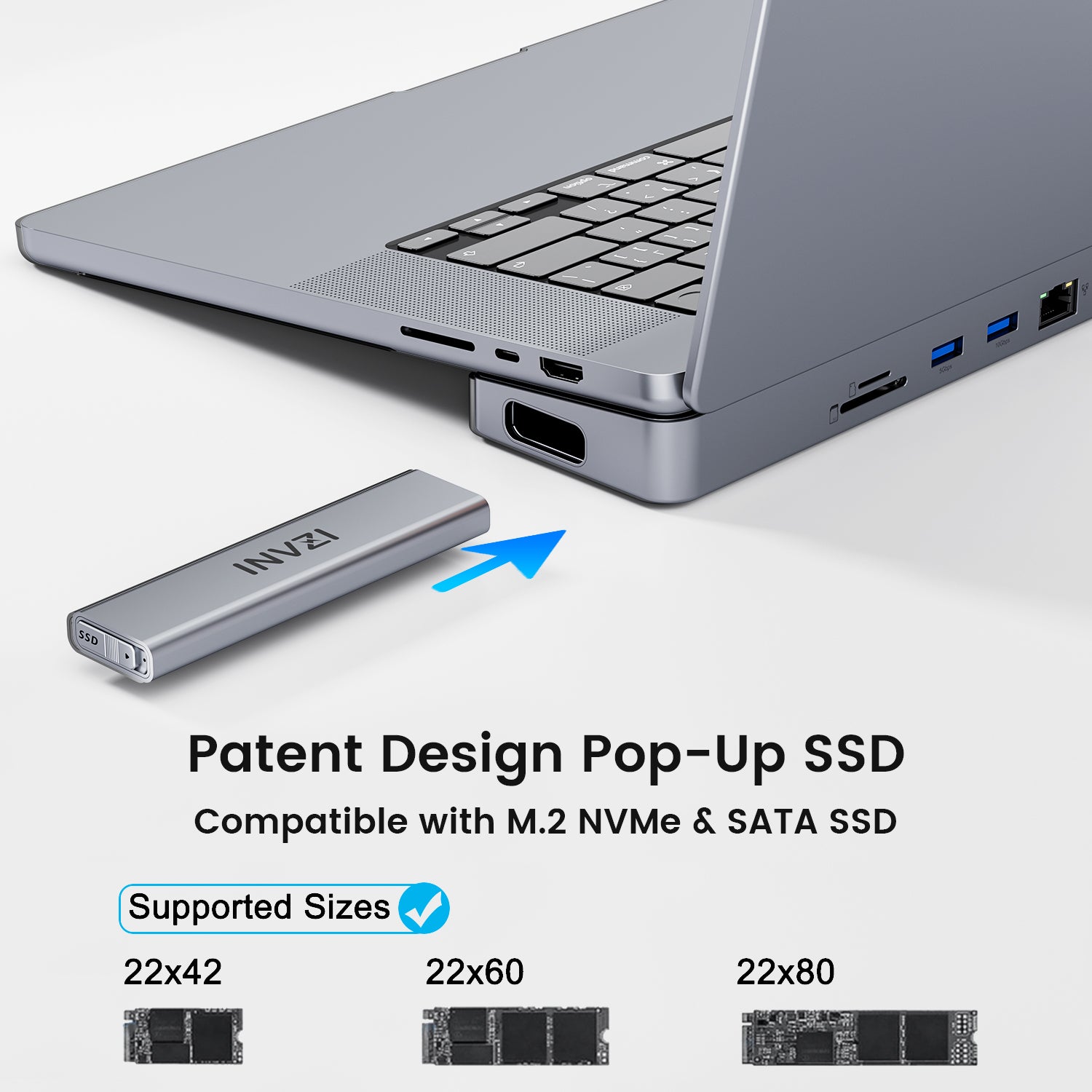 INVZI MagHub - Pop Up SSD USB-C Docking Station for MacBook Pro