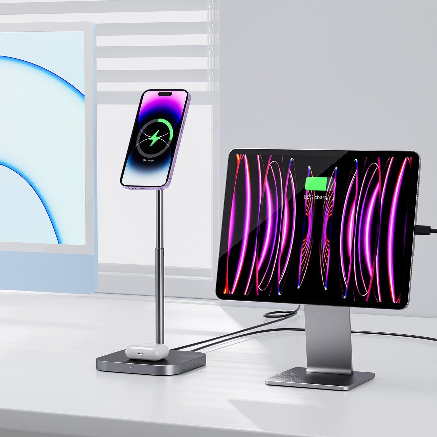 MagFree Elevate 3 - in - 1 MagSafe Wireless Charging Station for iPhone 15, Apple Watch and AirPods MFi Certified - INVZI