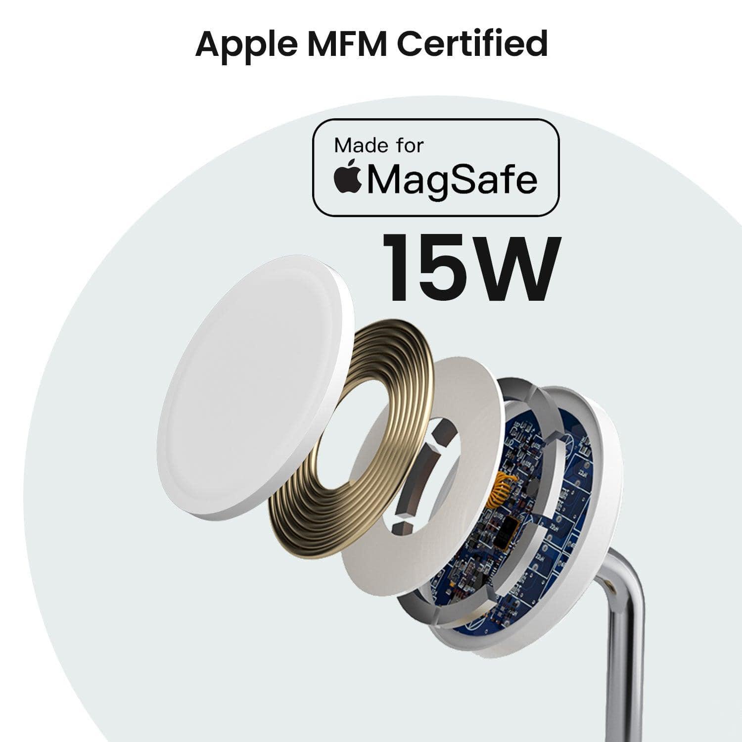 MagFree MFi 2 - in - 1 MagSafe Charger Wireless Charging Stand for iPhone 15 and AirPods - INVZI
