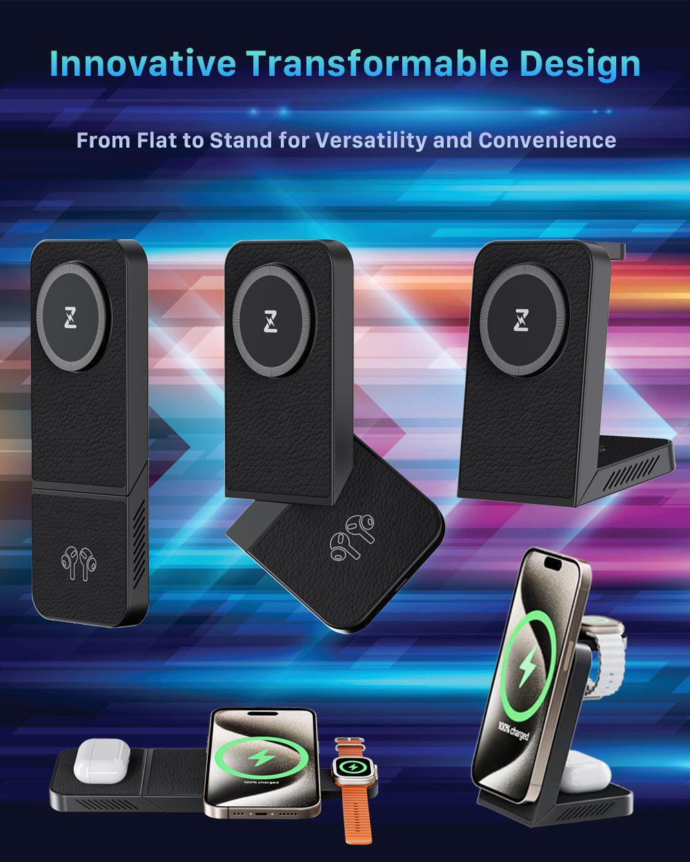 MagFree Transform 3 - in - 1 Fast Wireless Charger for iPhone 15, Apple Watch and AirPods - INVZI