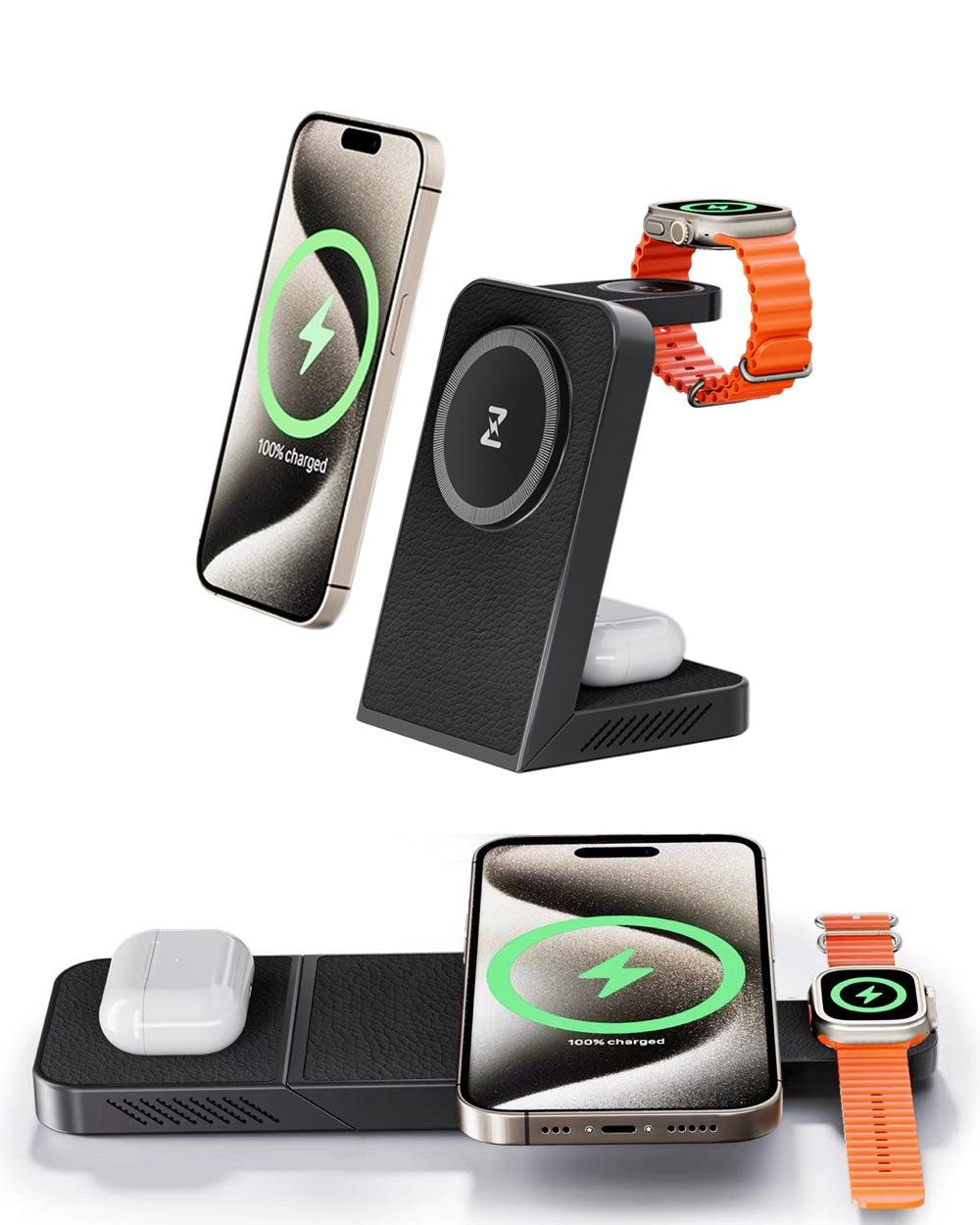 MagFree Transform 3 - in - 1 Fast Wireless Charger for iPhone 15, Apple Watch and AirPods - INVZI