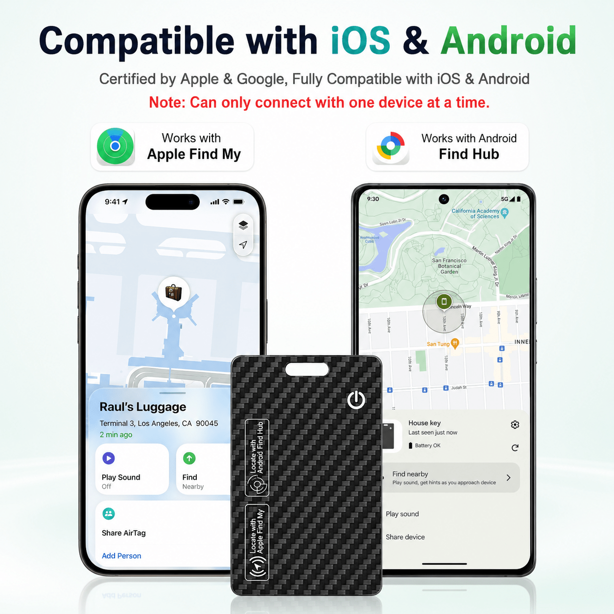 Maghub Tracking Card for iOS & Android Rechargeable Smart Finder with Apple Find My and Google Find Hub - INVZI