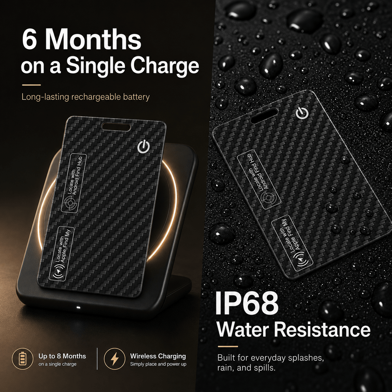 Maghub Tracking Card for iOS & Android Rechargeable Smart Finder with Apple Find My and Google Find Hub - INVZI