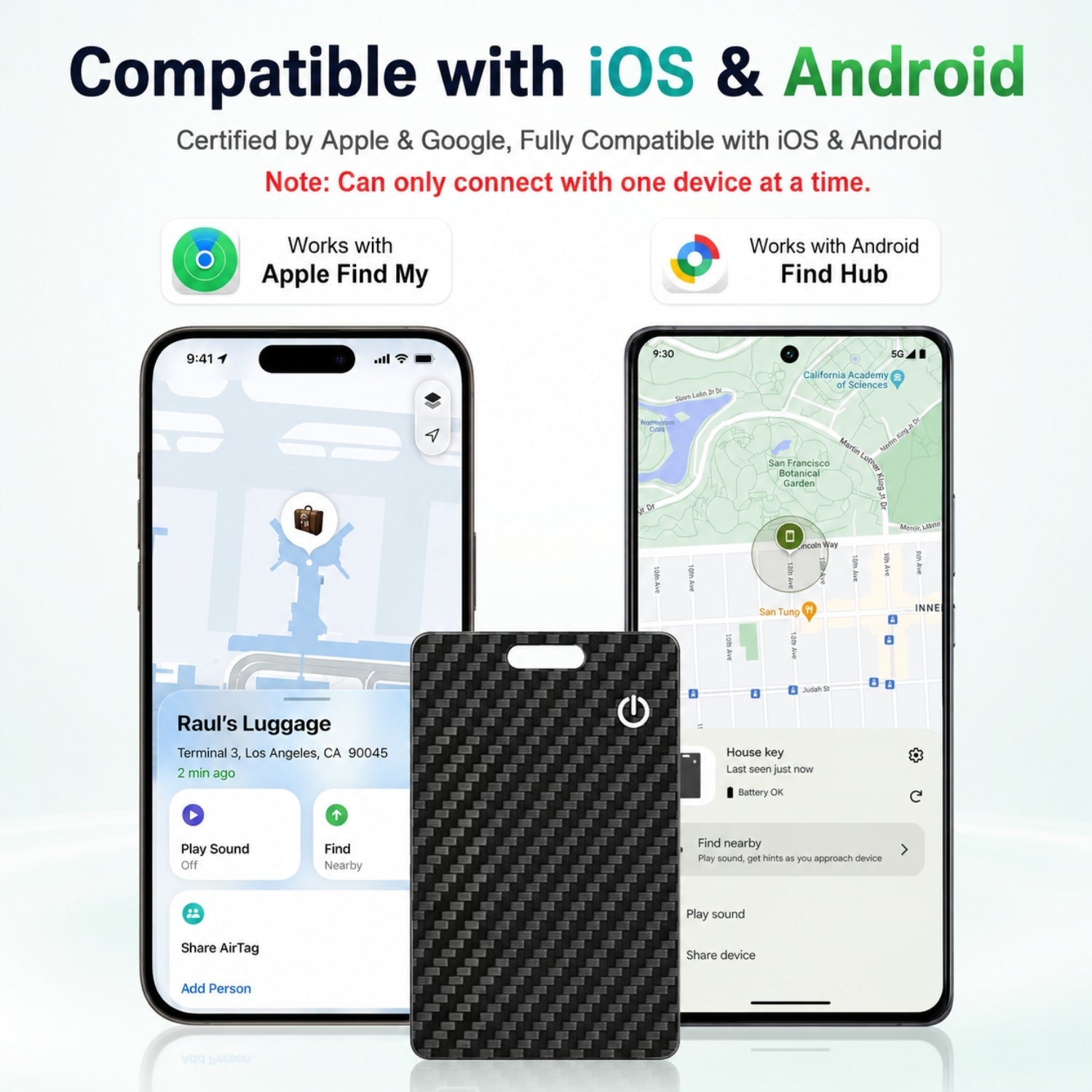 Maghub Tracking Card for iOS & Android Rechargeable Smart Finder with Apple Find My and Google Find Hub - INVZI