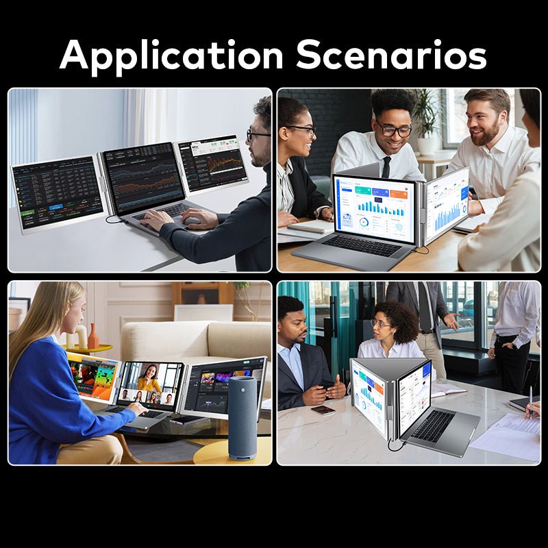 MagHub Trio 14" Laptop Screen Extender – Portable Triple Monitor - INVZI