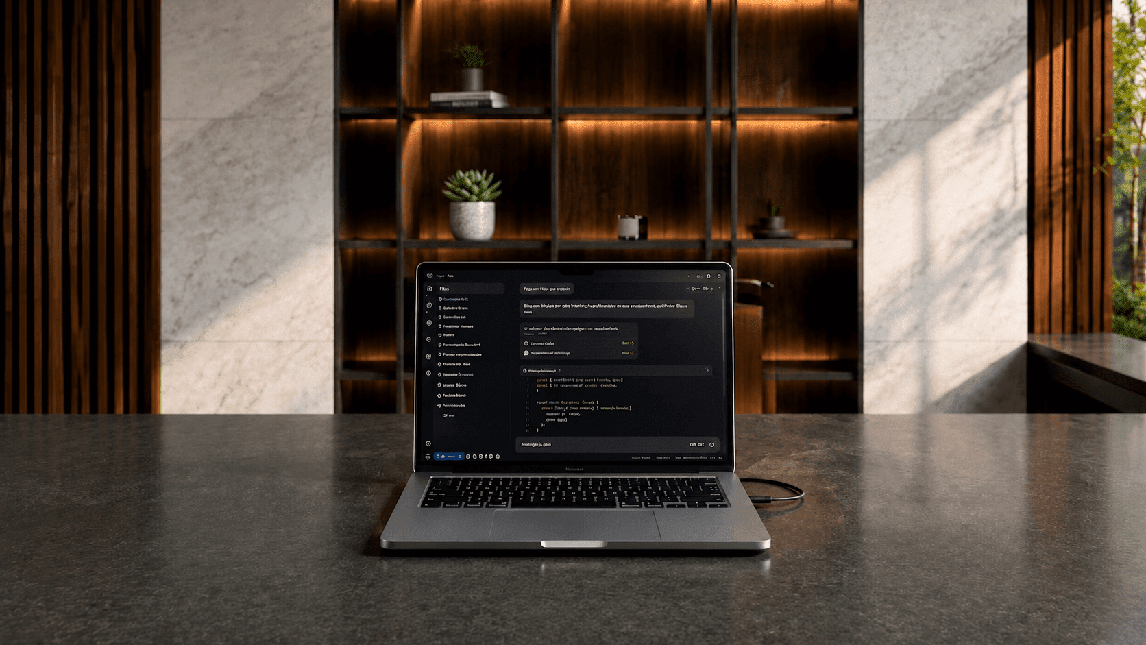 Single laptop on a clean executive desk before adding MagHub